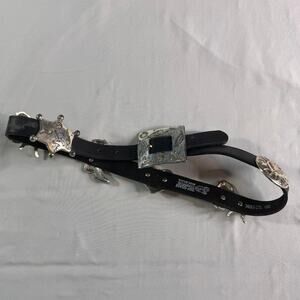 Vintage Justin 1993 Western Concho Belt Black Leather Size 30 USA Cowboy Cowgirl